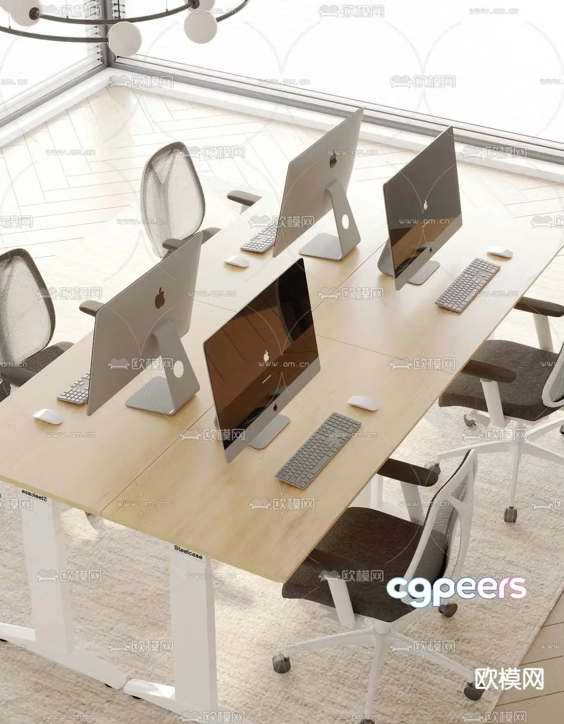 Card space desk work station post 3d model