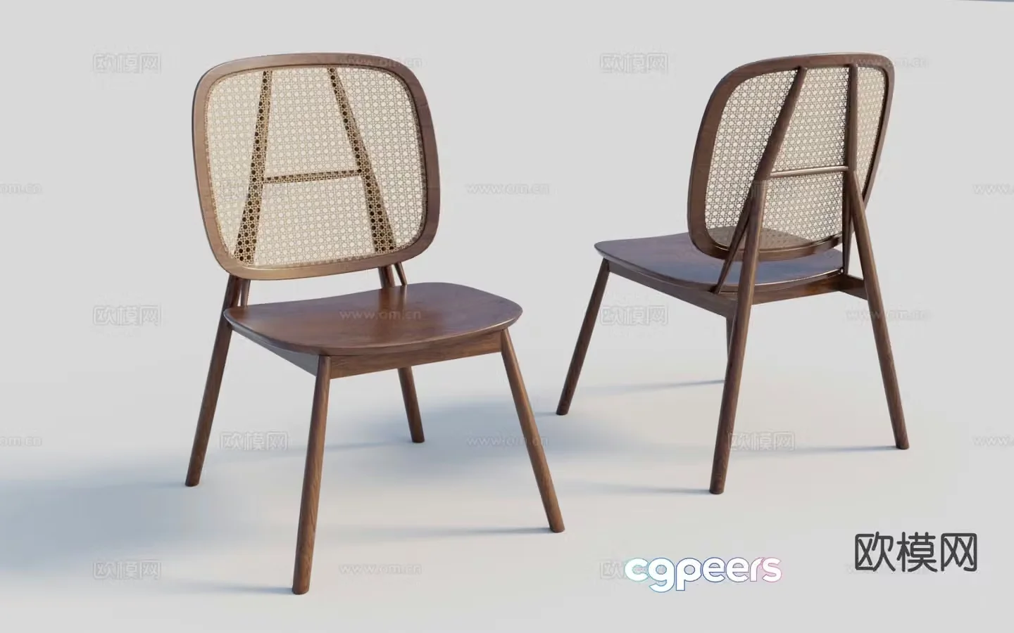 Wabi-sabi rattan chair single chair dining chair 3D model