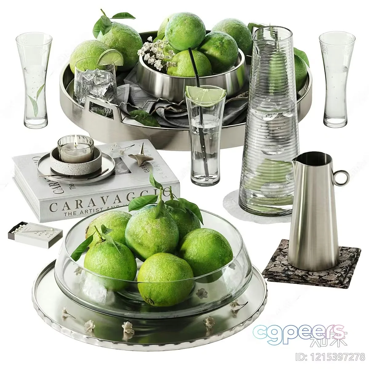A Collection Of Kitchenware And Fruit 3D Model – 16096 – VRAY Render