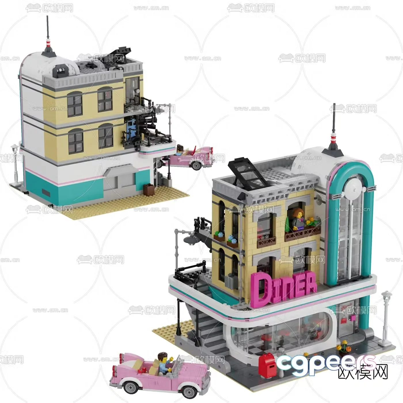 Modern nostalgic restaurant toys 3d model