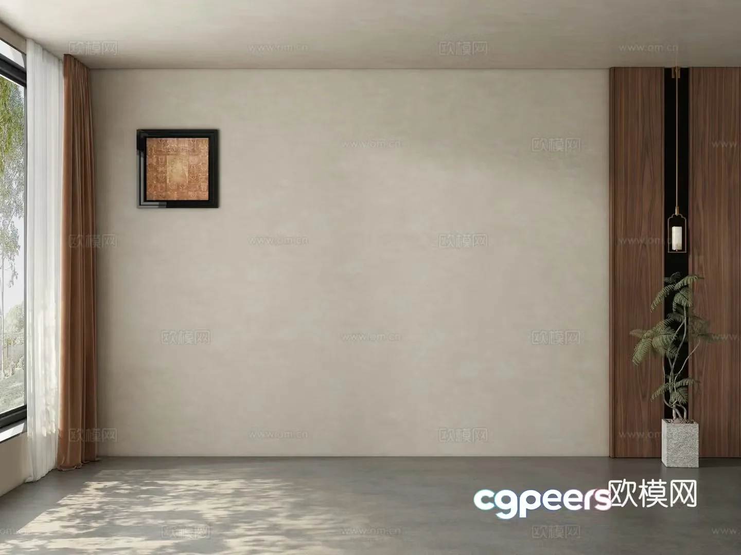 Middle style restaurant tea room living room background wall 3d model