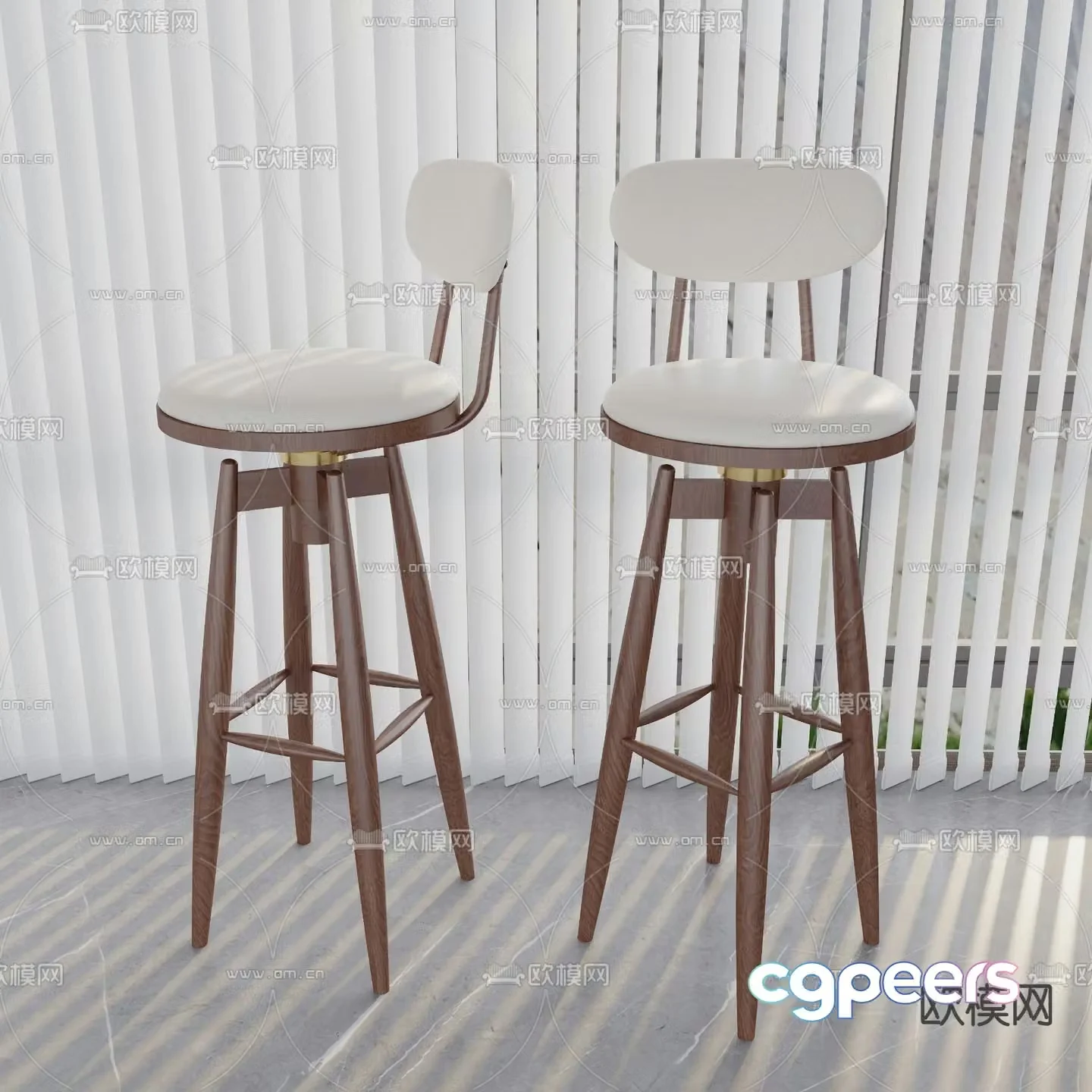 Nordic bar chair bar stool bar stool 3d model