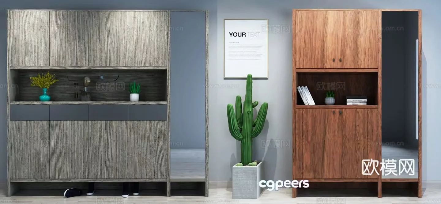 Nordic shoe cabinet combination 3D model