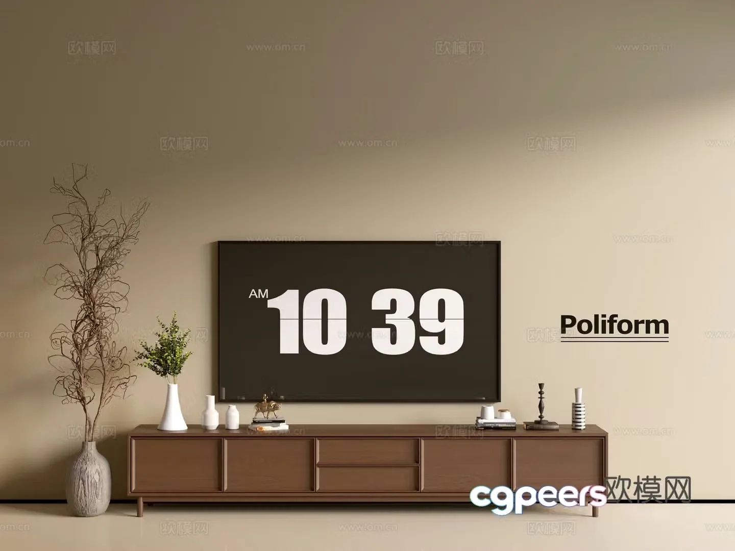 Modern wood grain TV cabinet simple side cabinet chest of drawers low cabinet whole cabinet side cabinet balcony 3D model