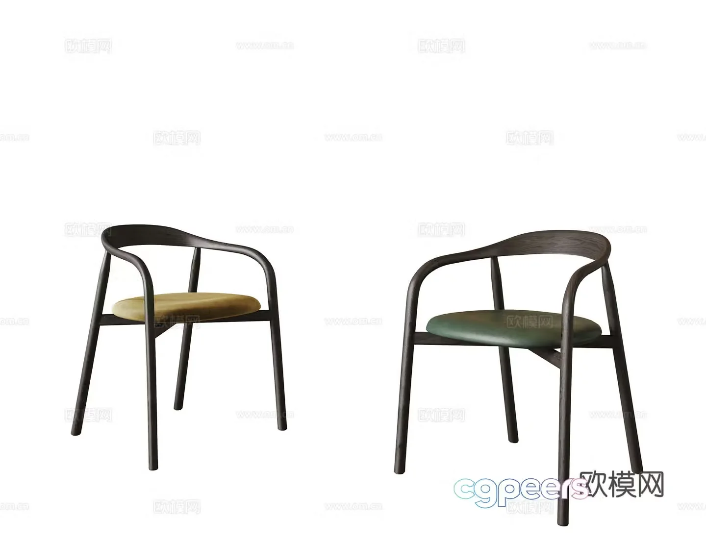 New Chinese style single chair book chair wooden chair dining chair 3d model