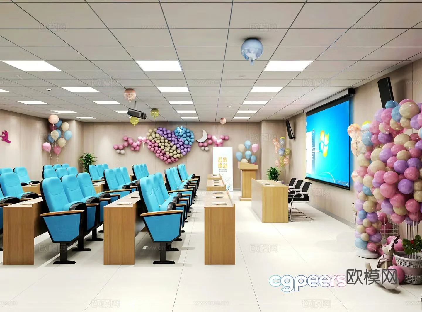 Modern training room Training classroom 3d model