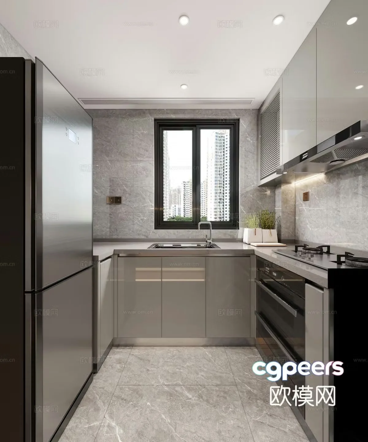 modern kitchen cabinet 3d model