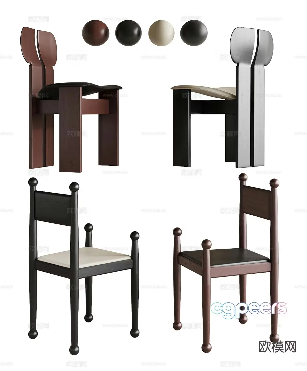 Medieval style single chair dining chair 3d model