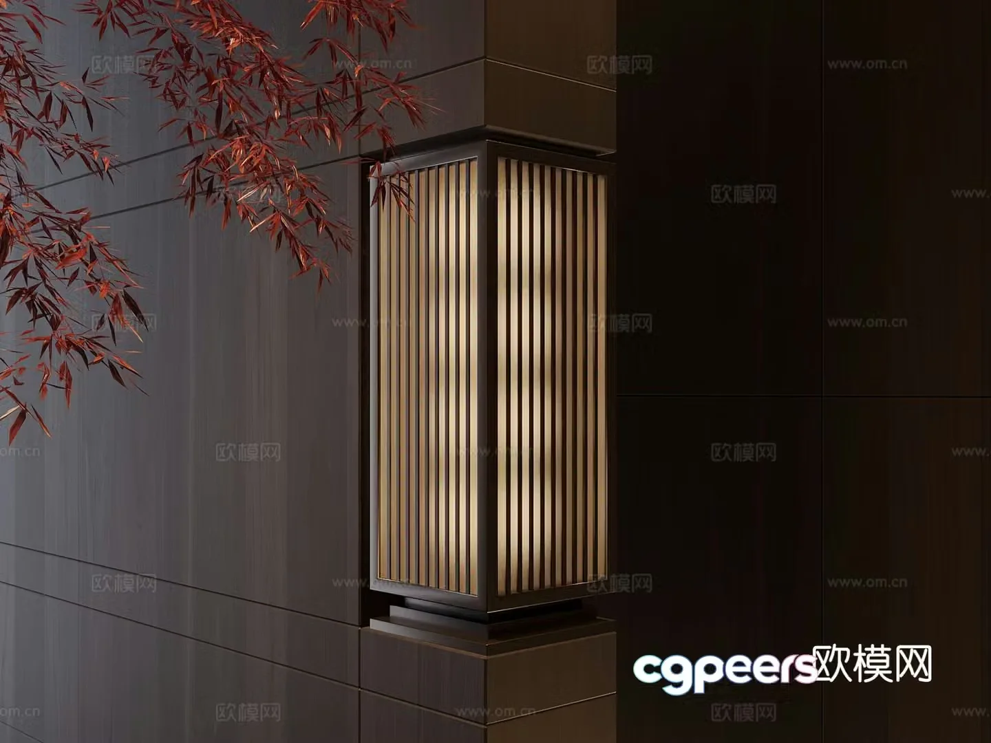 New Chinese style recessed wall lamp corner wall lamp 3D model