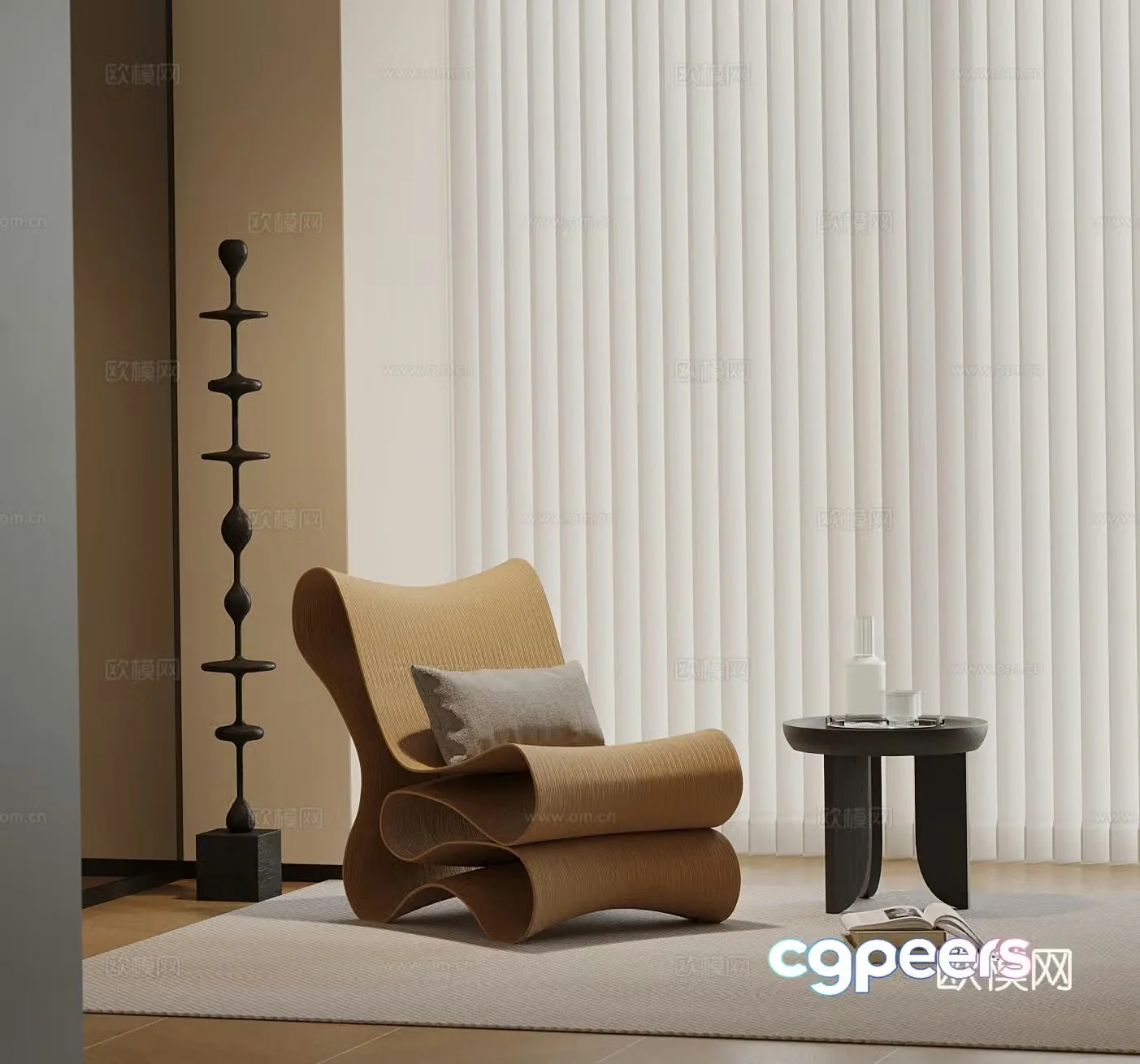 24 modern middle-aged leisure chair floor lamp 3d model