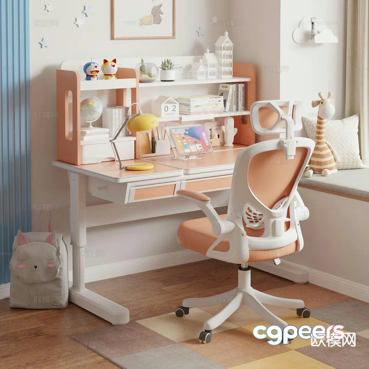 Children’s study table lifting table 3D model