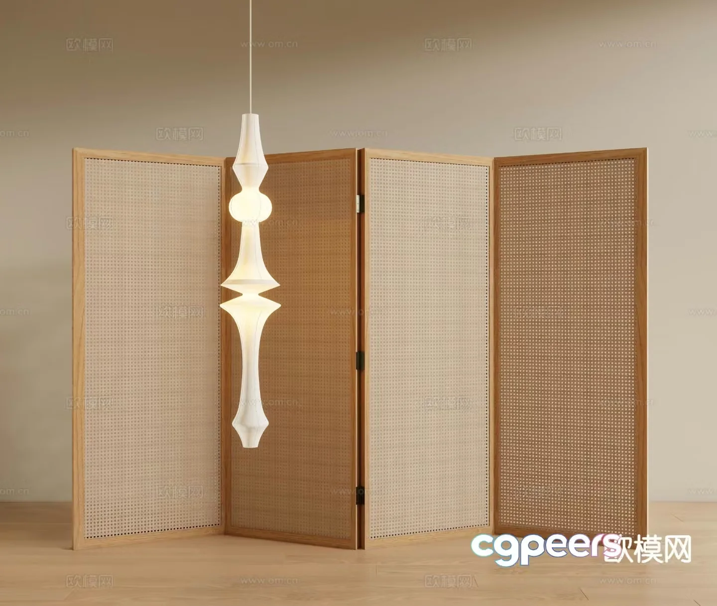 Wabi-sabi rattan screen 3D model