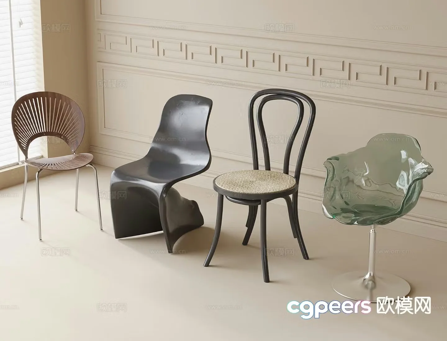 Modern dining chair single chair 3d model
