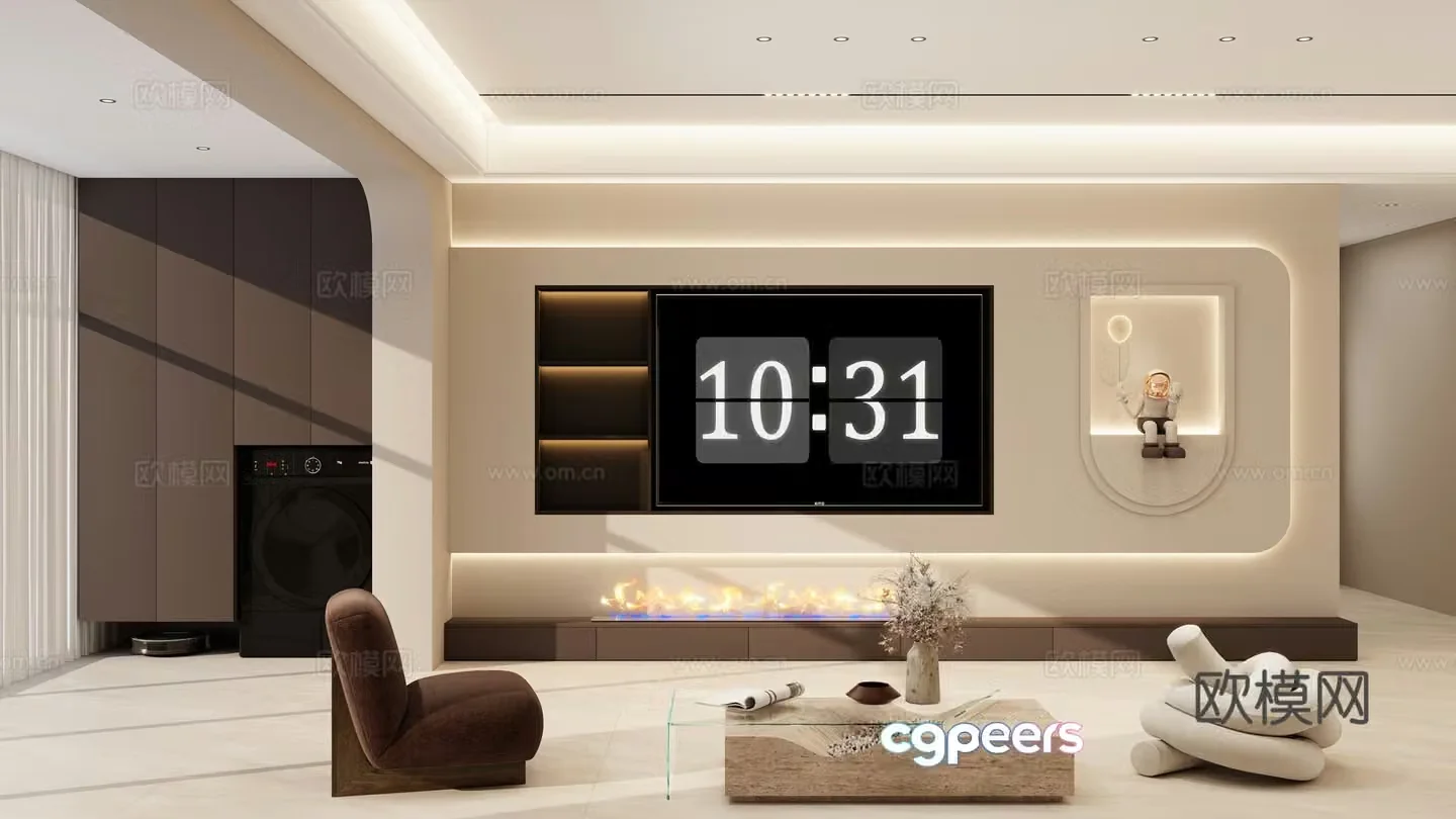 Italian TV background wall 3D model