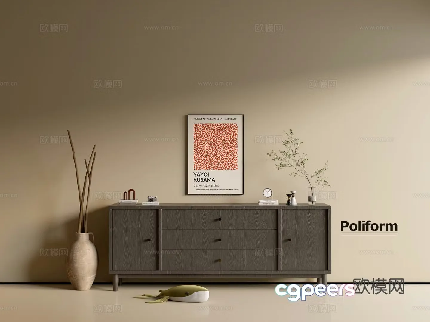 Modern wood grain cabinet ins wind minimalist wind cabinet whole cabinet sideboard balcony cabinet storage 3D model