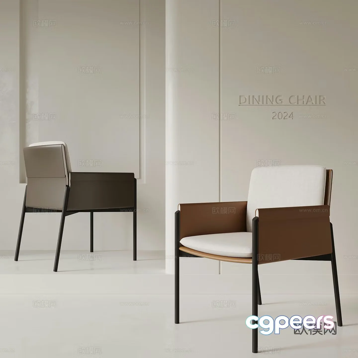 Modern minimalist dining chair writing chair leisure chair 3d model