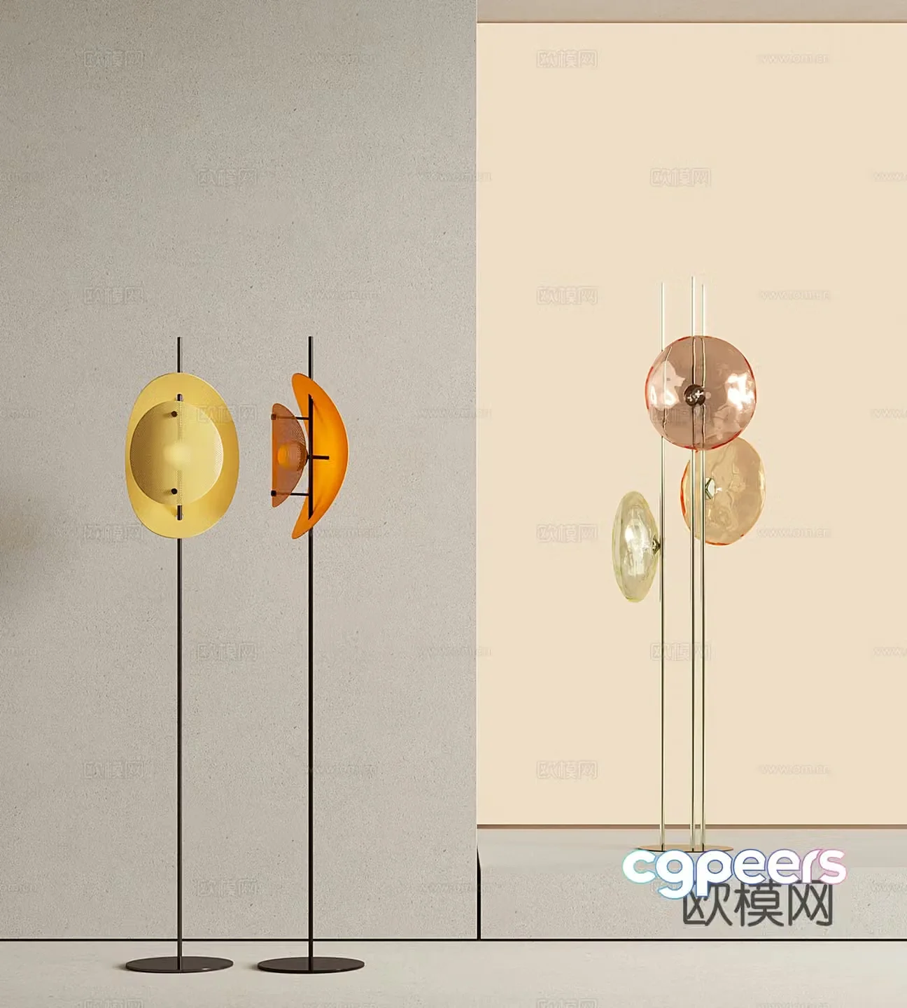 Modern dopamine glass floor lamp ambient lamp Memphis Bauhaus Sichuan volcanic lava floor lamp 3D model