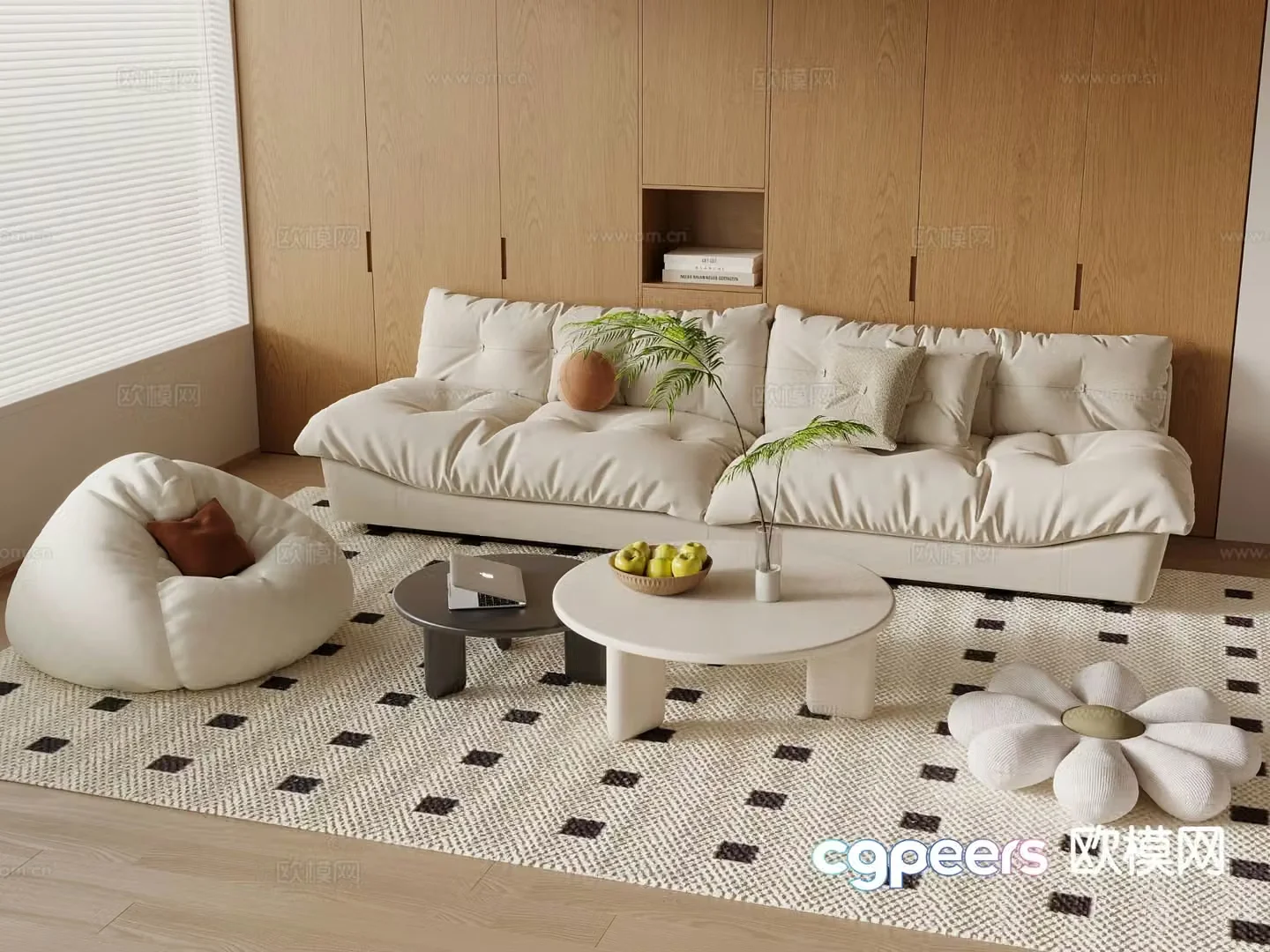 Cream style modular sofa 3d model