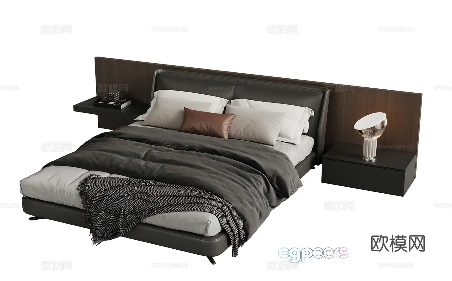 Modern Italian double bed 3d model