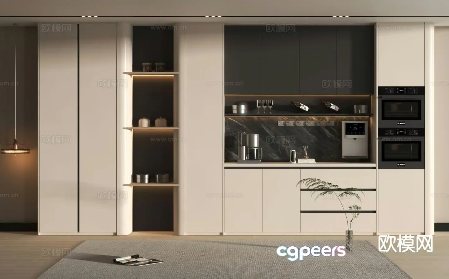 Modern wine cabinet sideboard 3D model