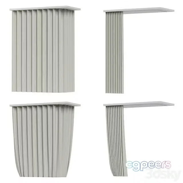 3ds Max Free – Fabric curtain for a corner bathroom with fastening to the ceiling