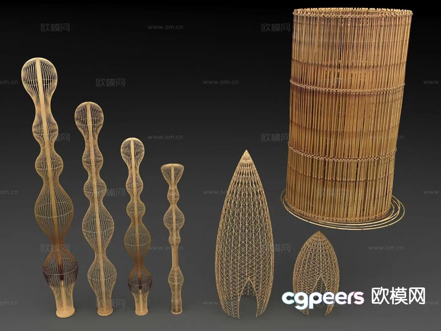 Bamboo weaving craft Bamboo weaving sketch 3D model