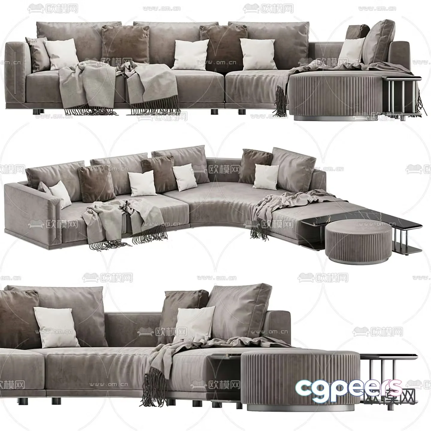 Longhi simple European sofa corner sofa 3d model