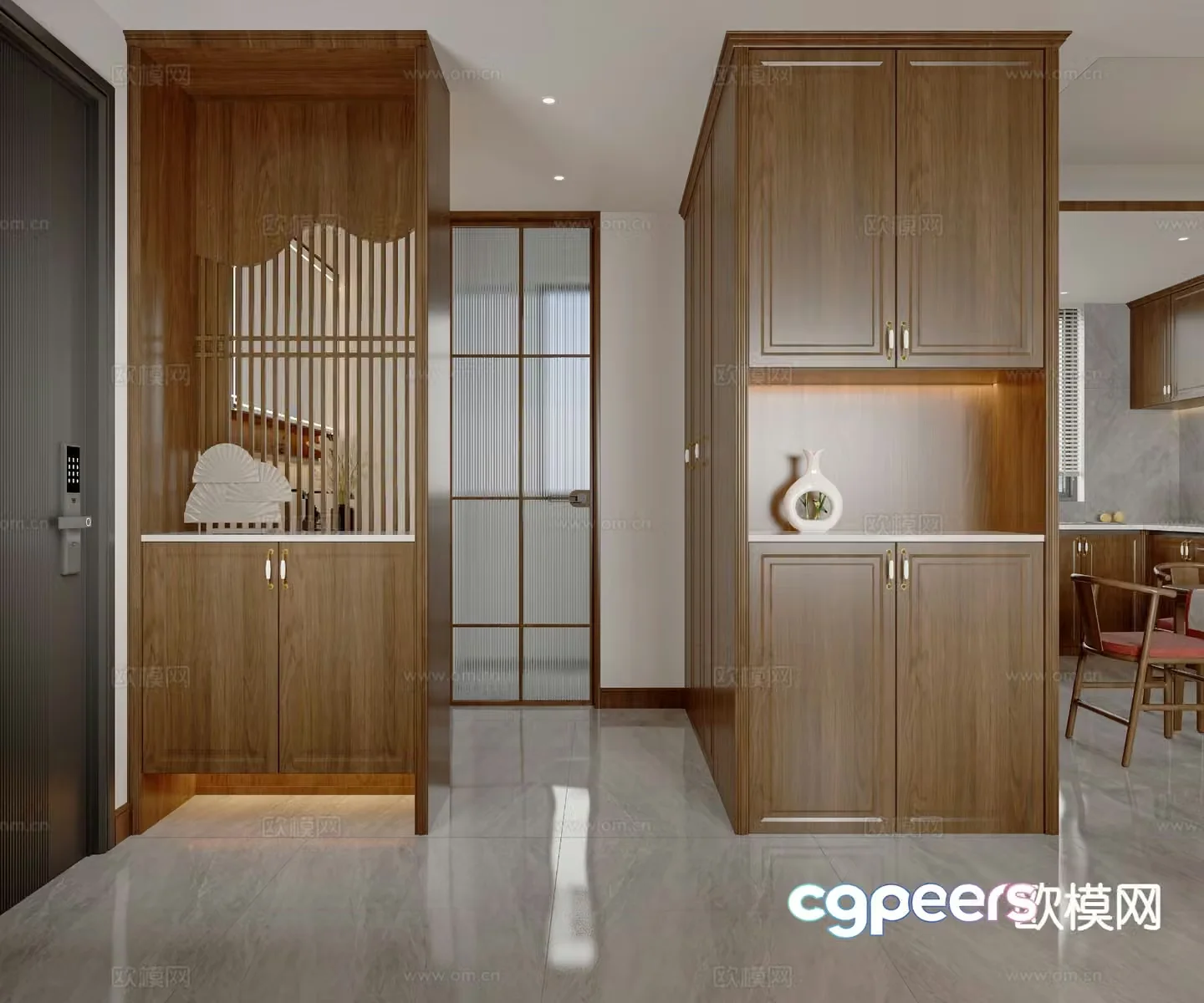 New Chinese style entrance cabinet 3D model