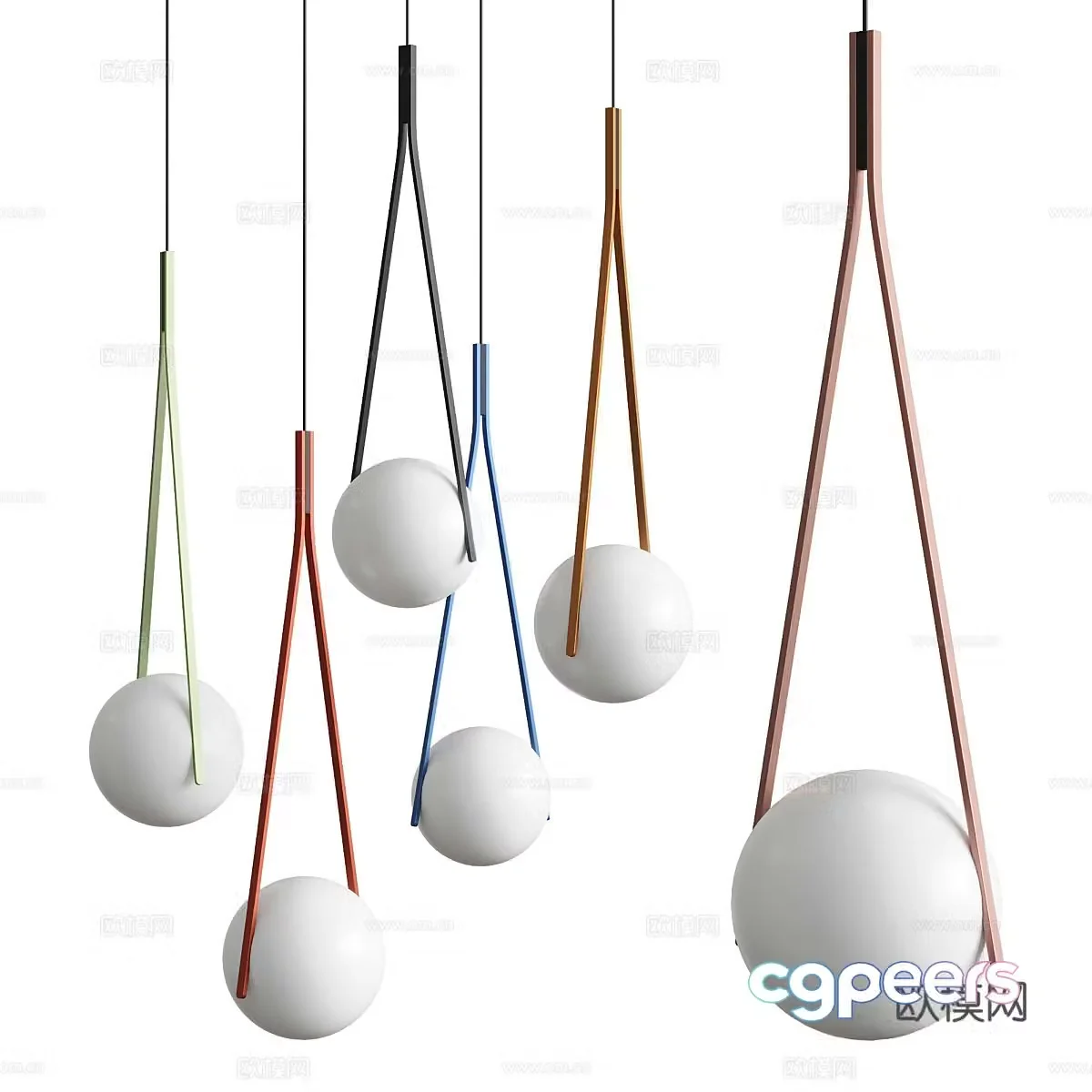 Modern Italian minimalist spherical glass chandelier 3D model