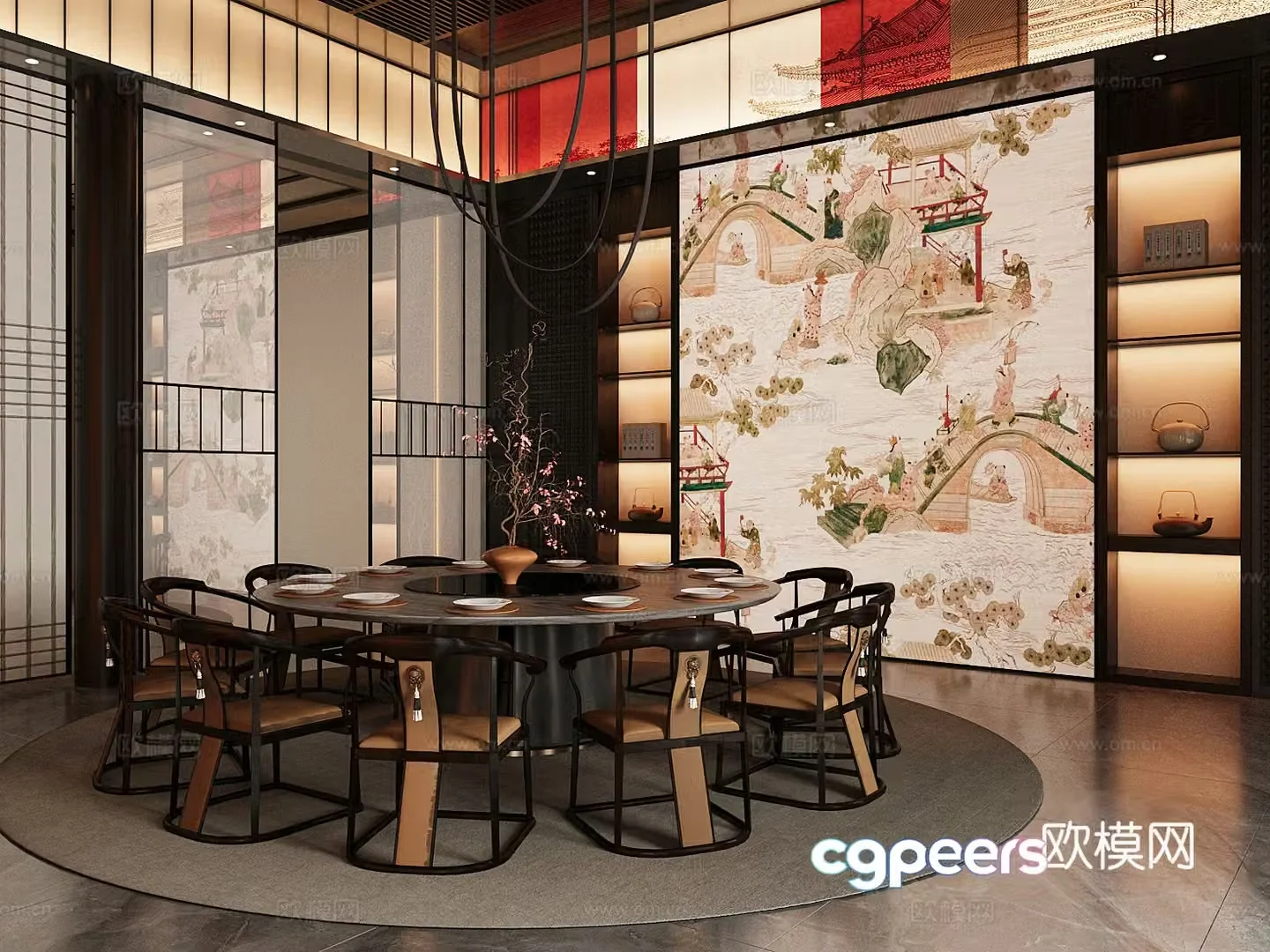 New Chinese style Chinese restaurant private room 3D model