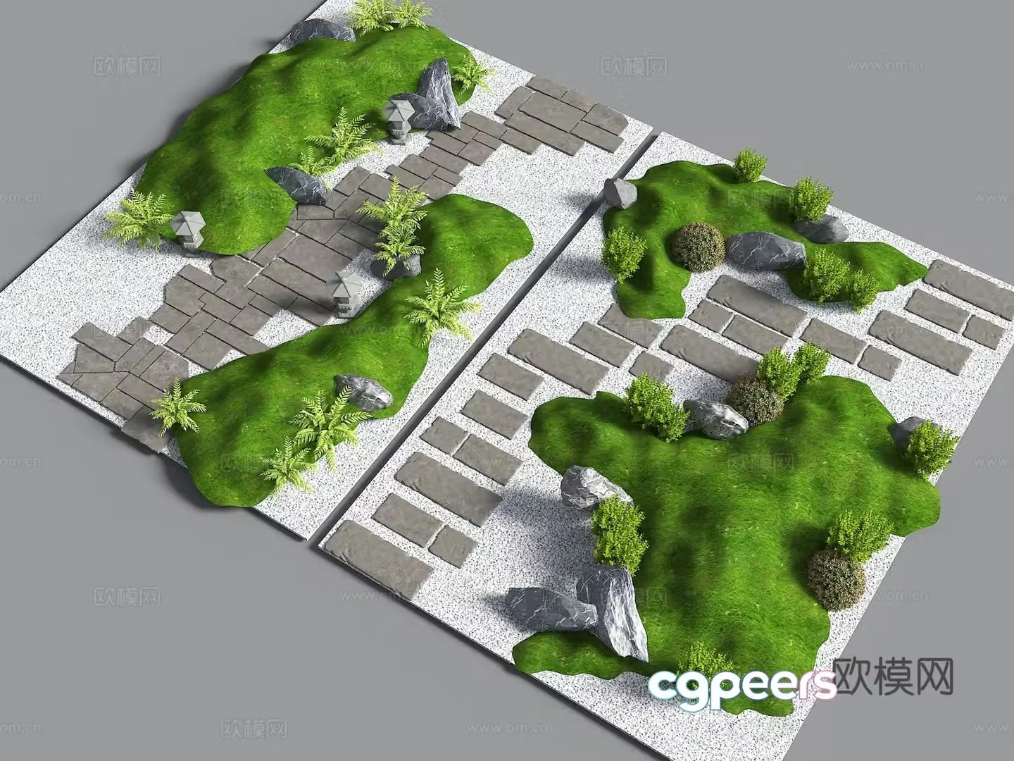 Modern micro-terrain grass slope hill bun small soil slope dry landscape green island courtyard landscape landscape 3d model