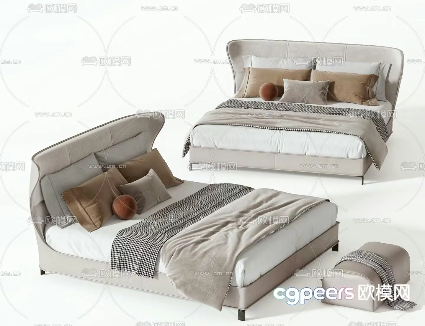 Modern double bed 3d model