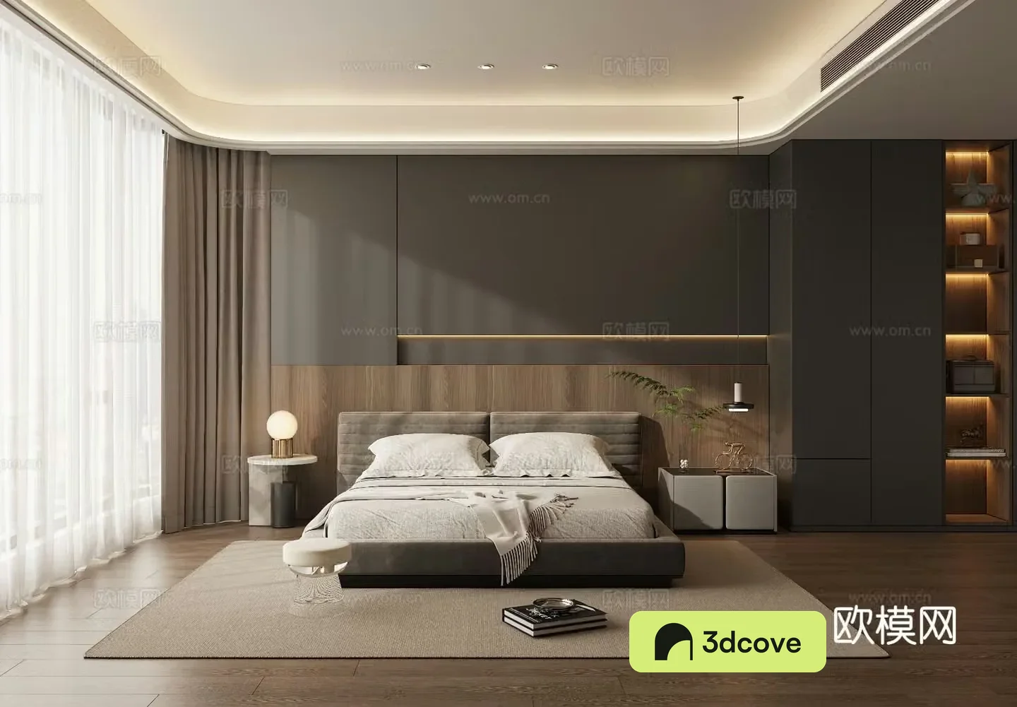 Italian style high-end gray bedroom master bedroom second bedroom