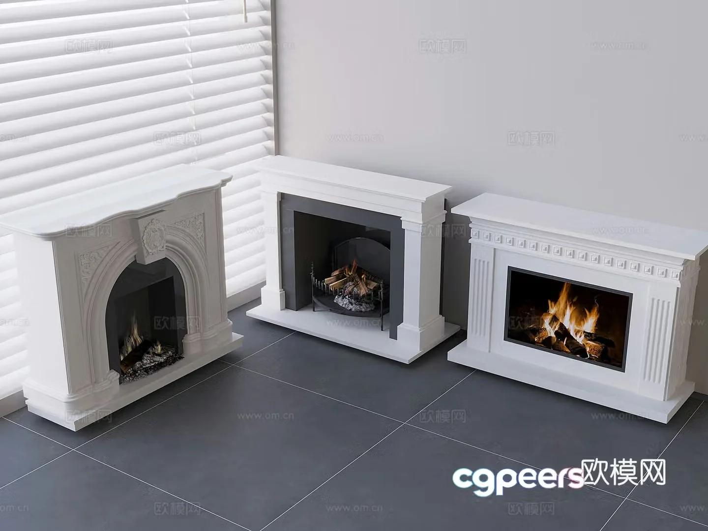 European carved fireplace 3D model