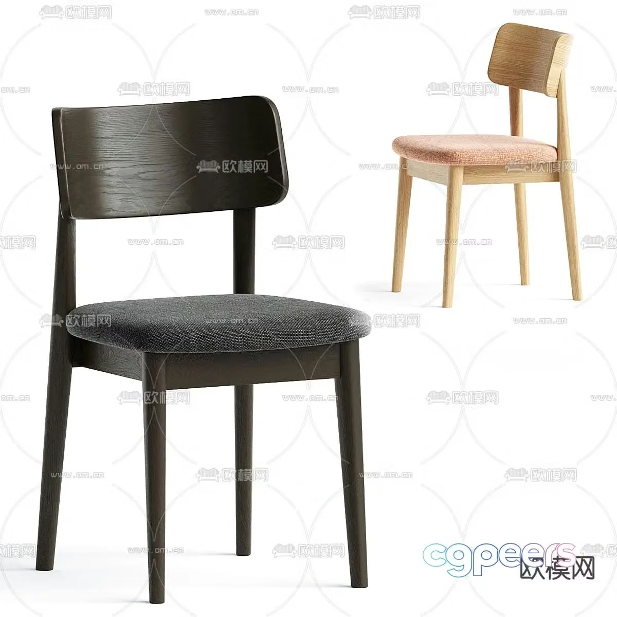 Nordic chair dining chair wooden chair 3d model