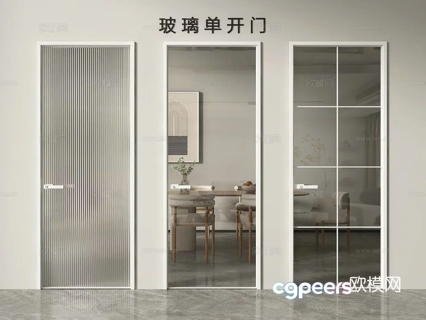 Glass single door kitchen and bathroom door Changhong glass door 3D model
