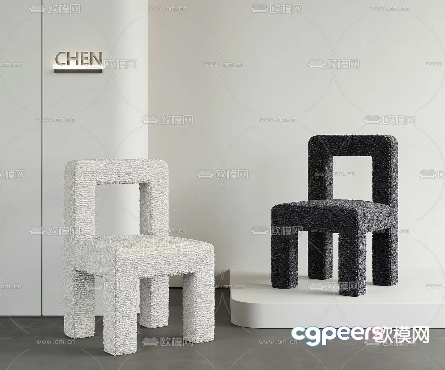 chair leisure chair lamb chair 3d model