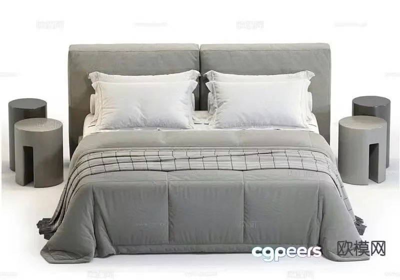 Modern double bed 3d model