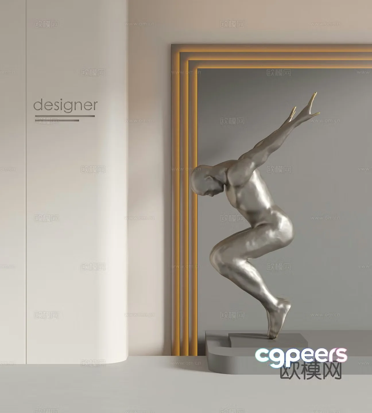 Modern Italian light luxury sculpture Art sculpture Character sculpture Metal sculpture 3d model