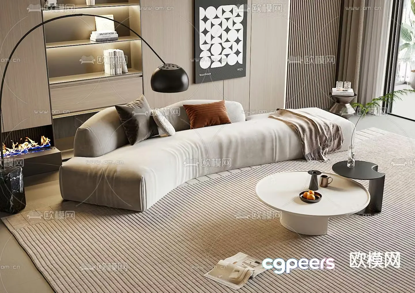 Modern curved sofa multi-person sofa 3d model