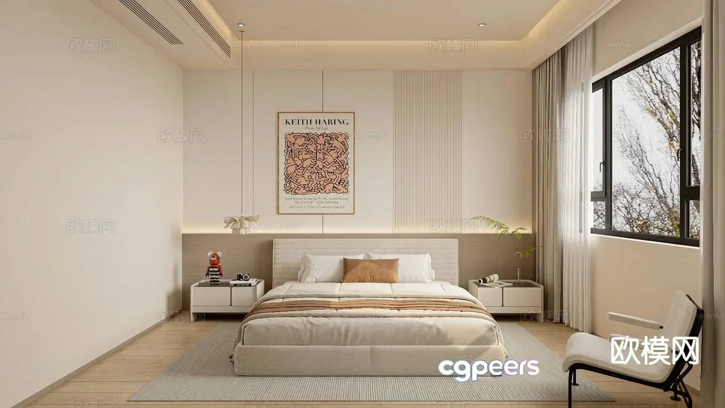 Cream style bedroom master bedroom 3d model