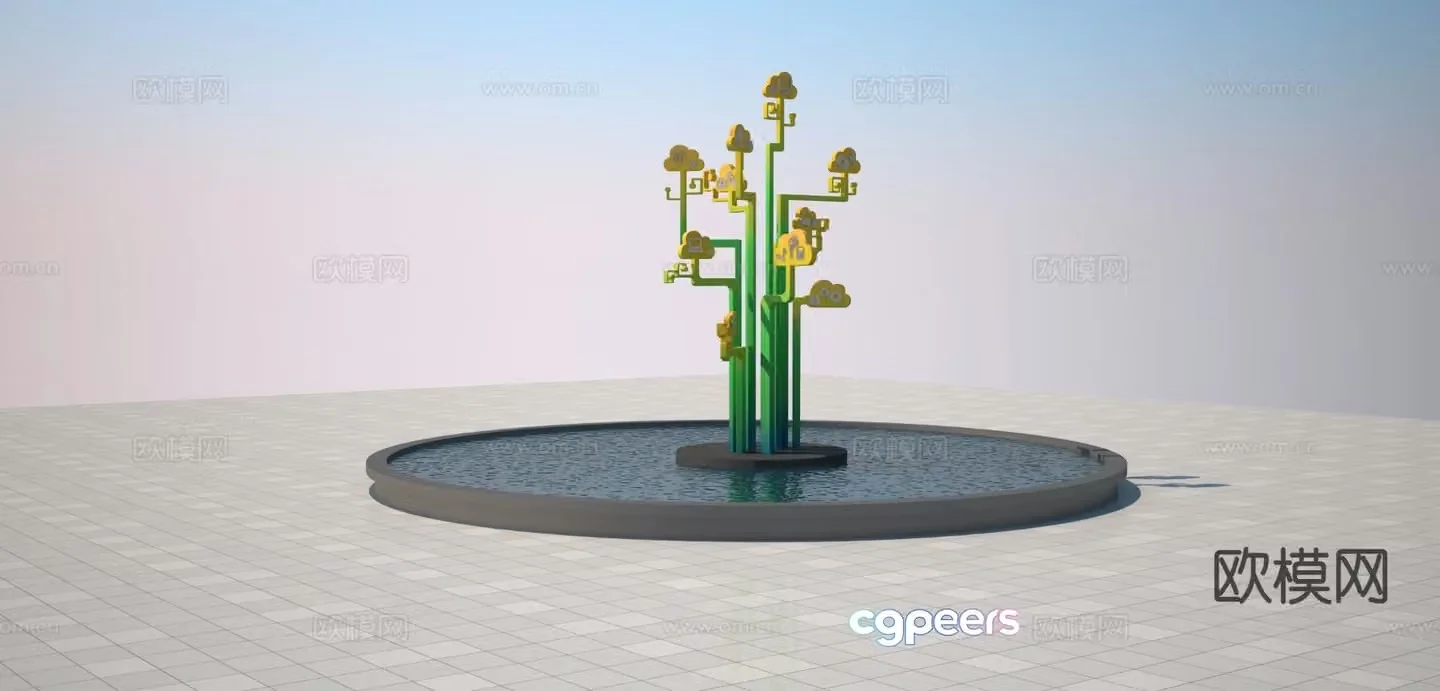 Cloud computing sculpture 3d model