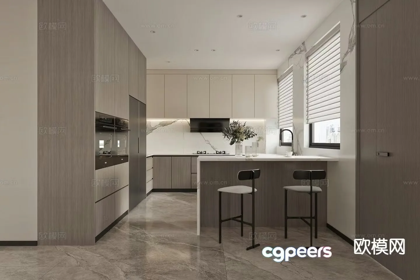 Italian open kitchen 3d model