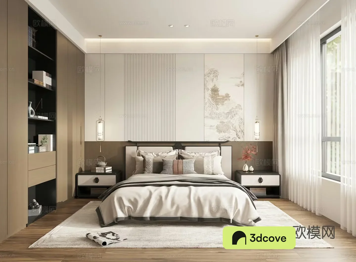 New Chinese style bedroom double bed