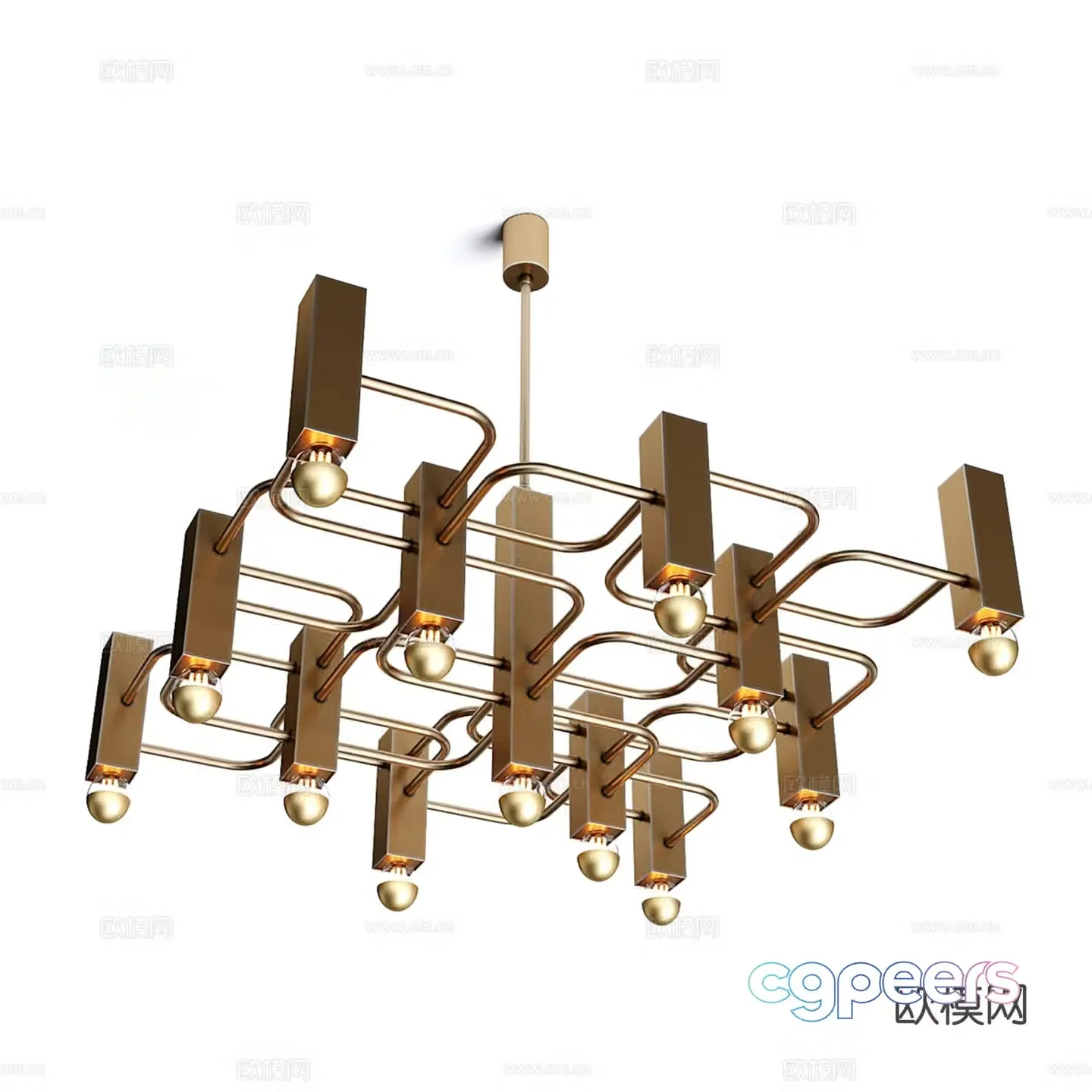 Light luxury lobby chandelier 3d model