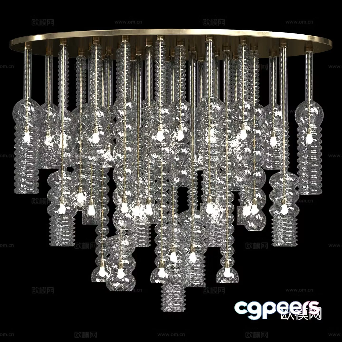 Modern Italian light luxury glass ceiling light 3D model