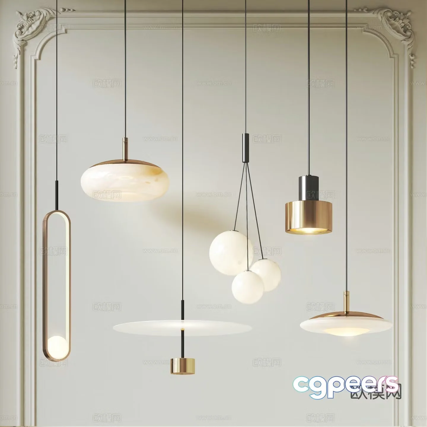 Italian light luxury chandeliers bedside chandeliers restaurant chandeliers bar chandeliers art chandeliers metal chandeliers 3D model