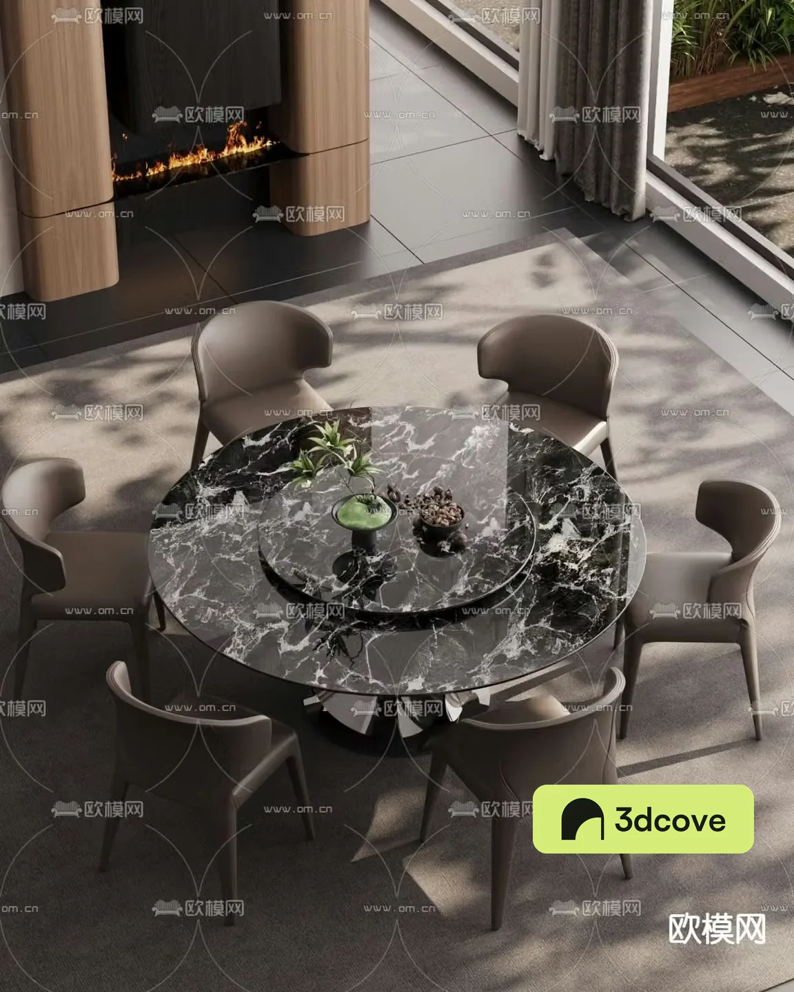 Italian dining table and chairs Round dining table