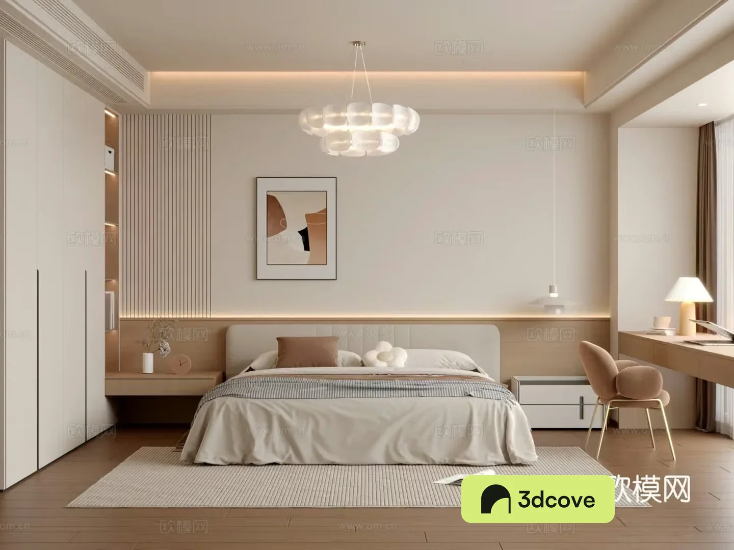 Modern creamy bedroom