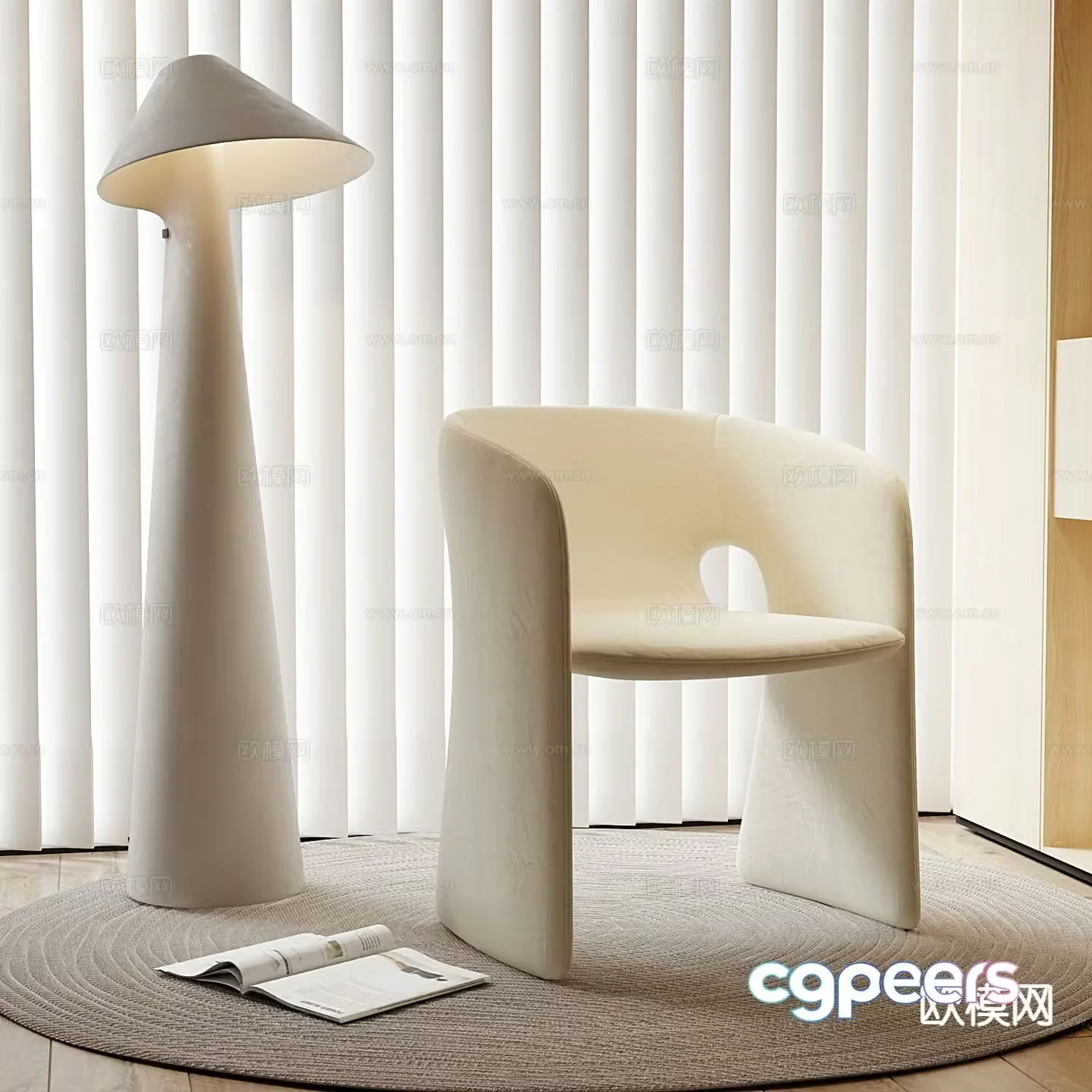 Cream style chair leisure chair 3d model